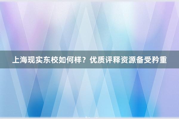 上海现实东校如何样？优质评释资源备受矜重